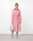 BLUSH-CHECK POLO DRESS