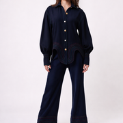MEANDER LINES STRAIGHT-LEG TROUSERS