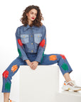 SEQUIN EMBROIDERED STRAIGHT-LEG JEANS