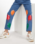 SEQUIN EMBROIDERED STRAIGHT-LEG JEANS