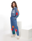 SEQUIN EMBROIDERED STRAIGHT-LEG JEANS