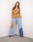 COLOURBLOCK PLEATED JEANS