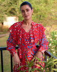 RUFFLED ROUGE DRESS