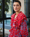 RUFFLED ROUGE DRESS