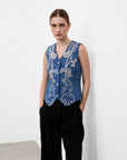 DENIM PAISLEY VEST