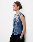 DENIM PAISLEY VEST
