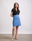 RUCHED DENIM DRESS