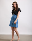 RUCHED DENIM DRESS