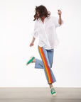 STRIPE STRAIGHT-LEG JEANS