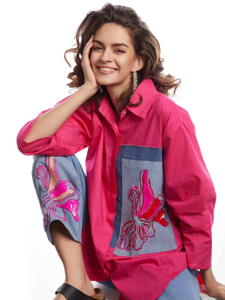 Pink Embroidered Shirt