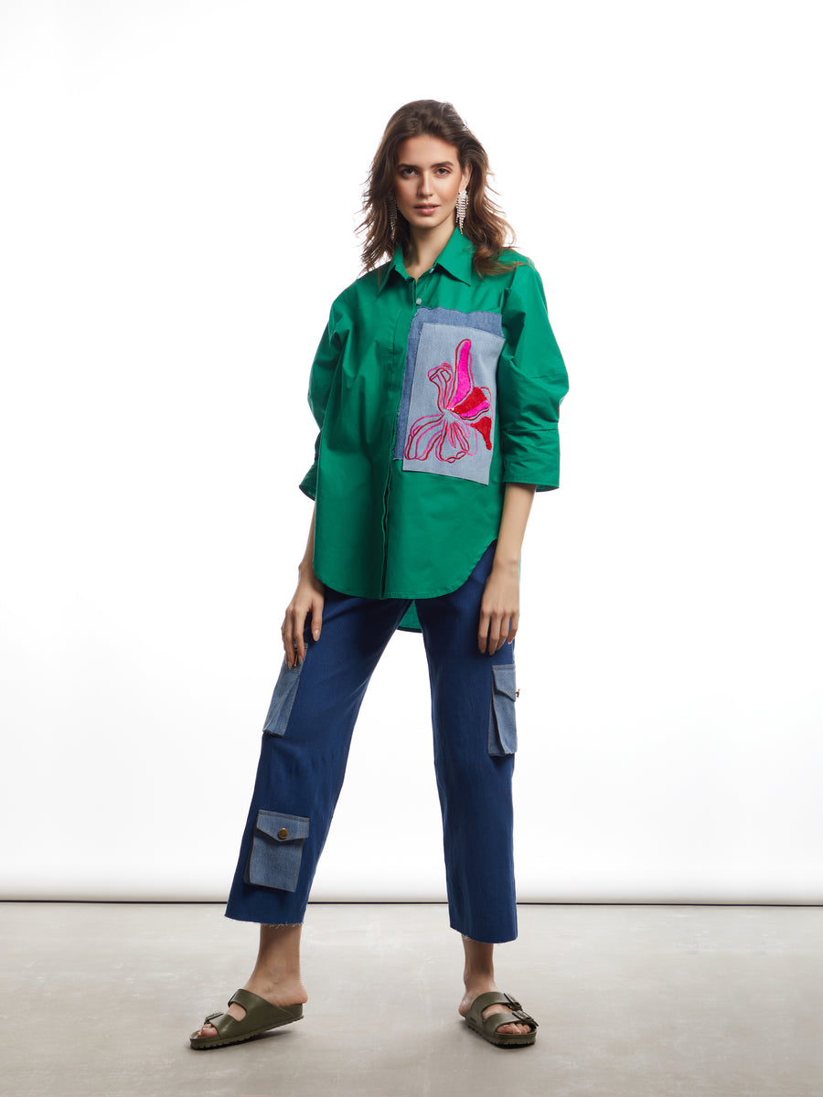 Green Embroidered Shirt