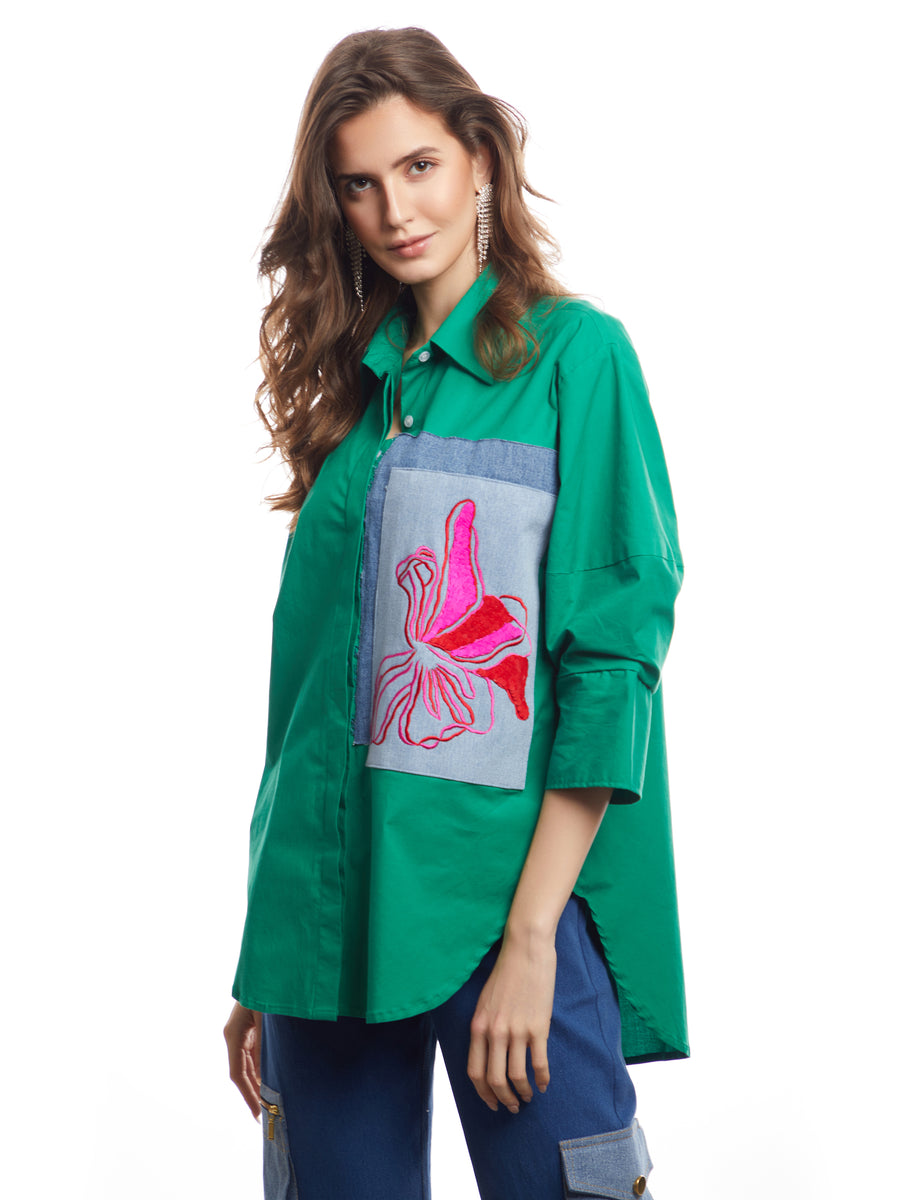 Green Embroidered Shirt