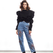 Floral Embroidery Pant