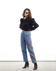 FLORAL EMBROIDERED STRAIGHT-LEG JEANS