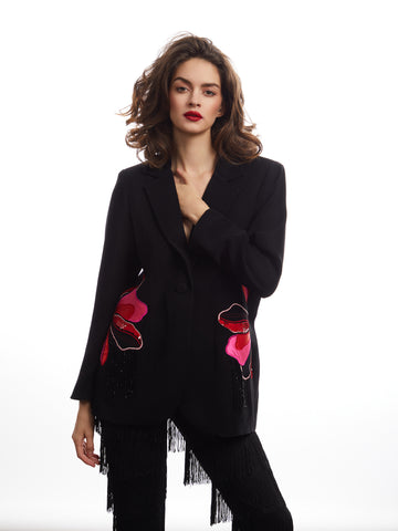 FLORAL APPLIQUE BLAZER