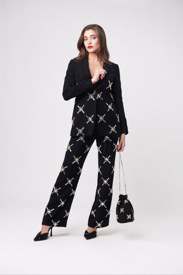 JEWELLED OPULENCE STRAIGHT-LEG TROUSERS