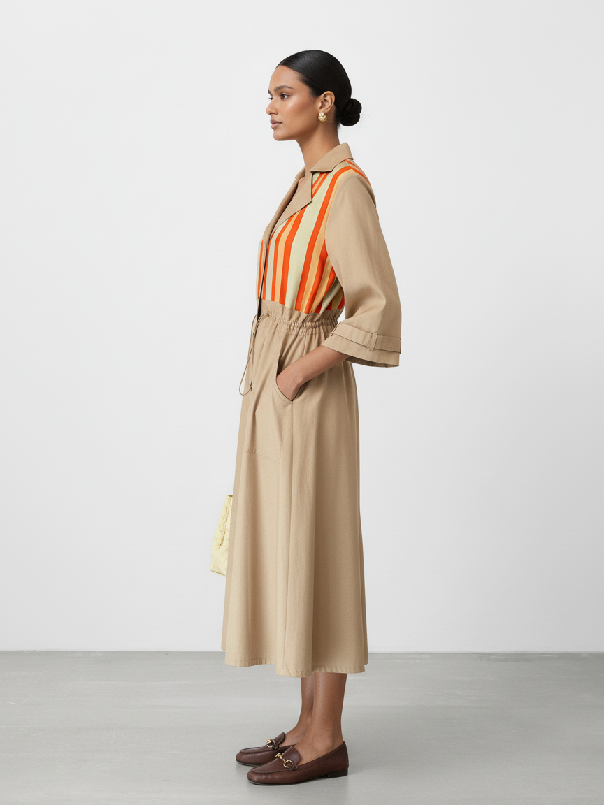 DUNE STRIPE TRENCH DRESS