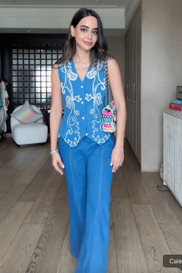 ARUSHI MEHRA IN OUR DENIM PAISLEY VEST