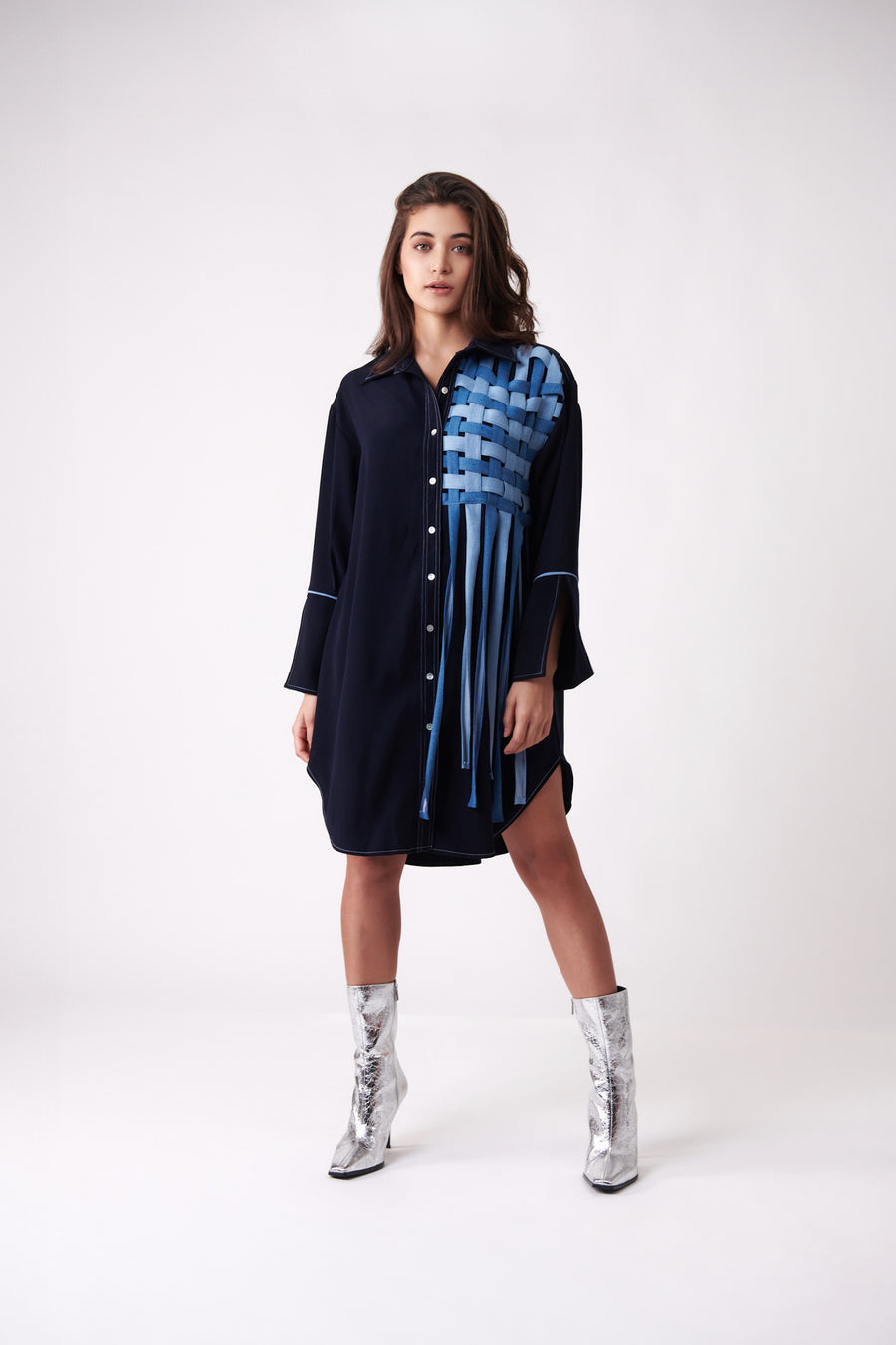 CRISS-CROSS MAT SHIRT DRESS