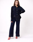 MEANDER LINES STRAIGHT-LEG TROUSERS