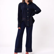 MEANDER LINES STRAIGHT-LEG TROUSERS