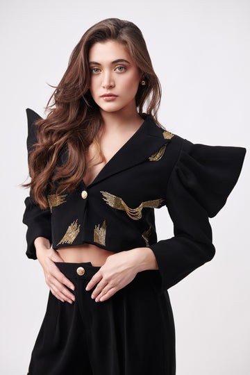 GILDED STROKE CROP BLAZER