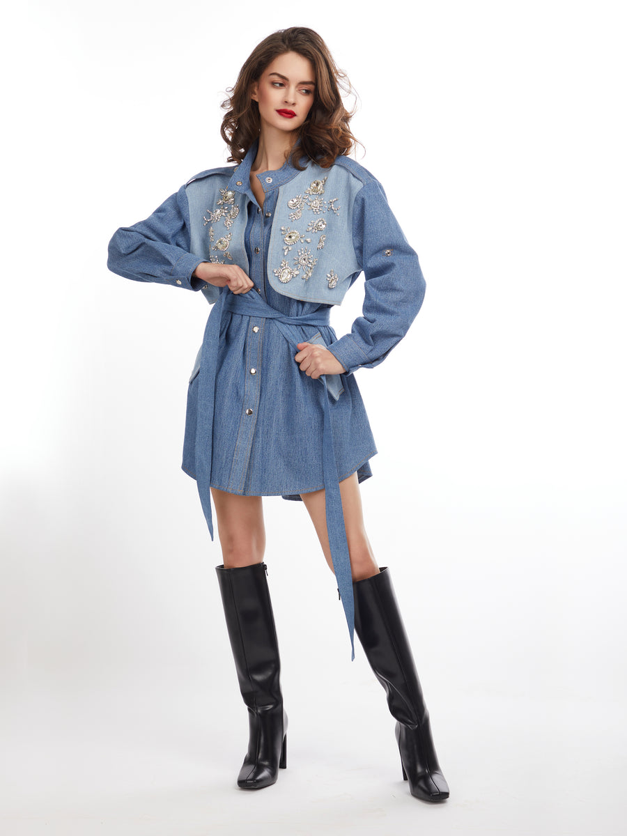 Denim Diamond Trench Dress