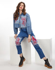 EMBROIDERED PATCH STRAIGHT-LEG JEANS