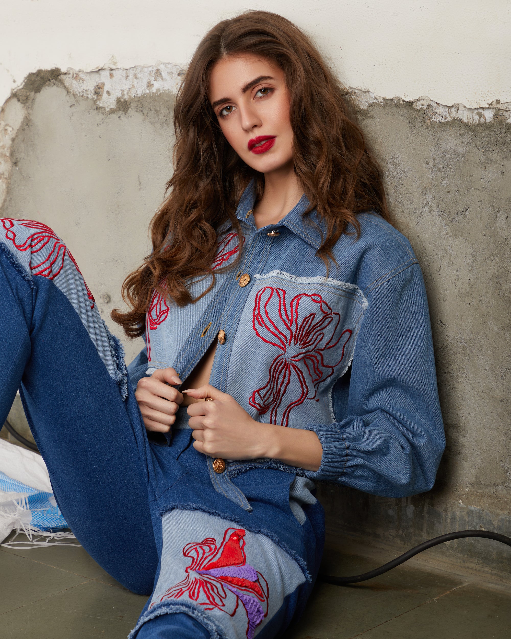 AVANTIKA HUNDAL IN OUR EMBROIDERED PATCH CROP JACKET