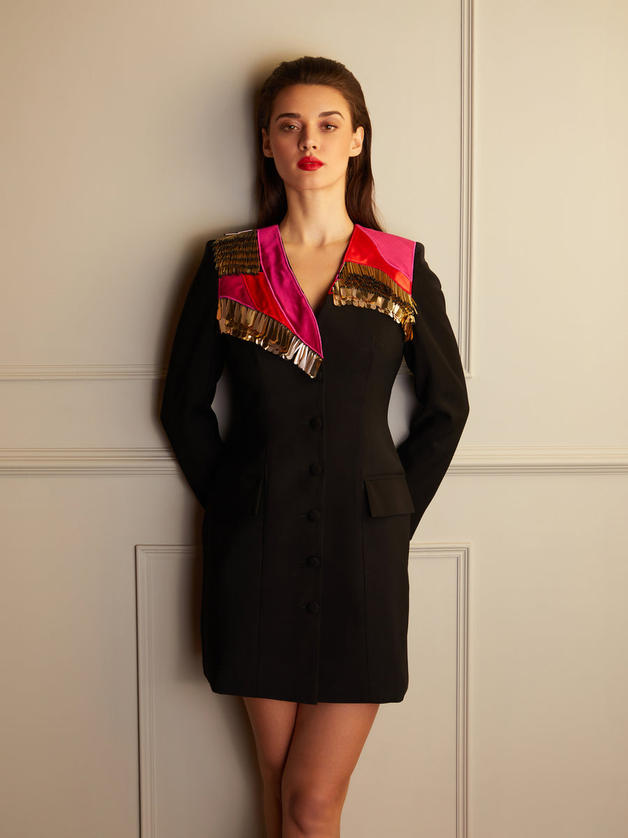 APPLIQUE BLAZER DRESS