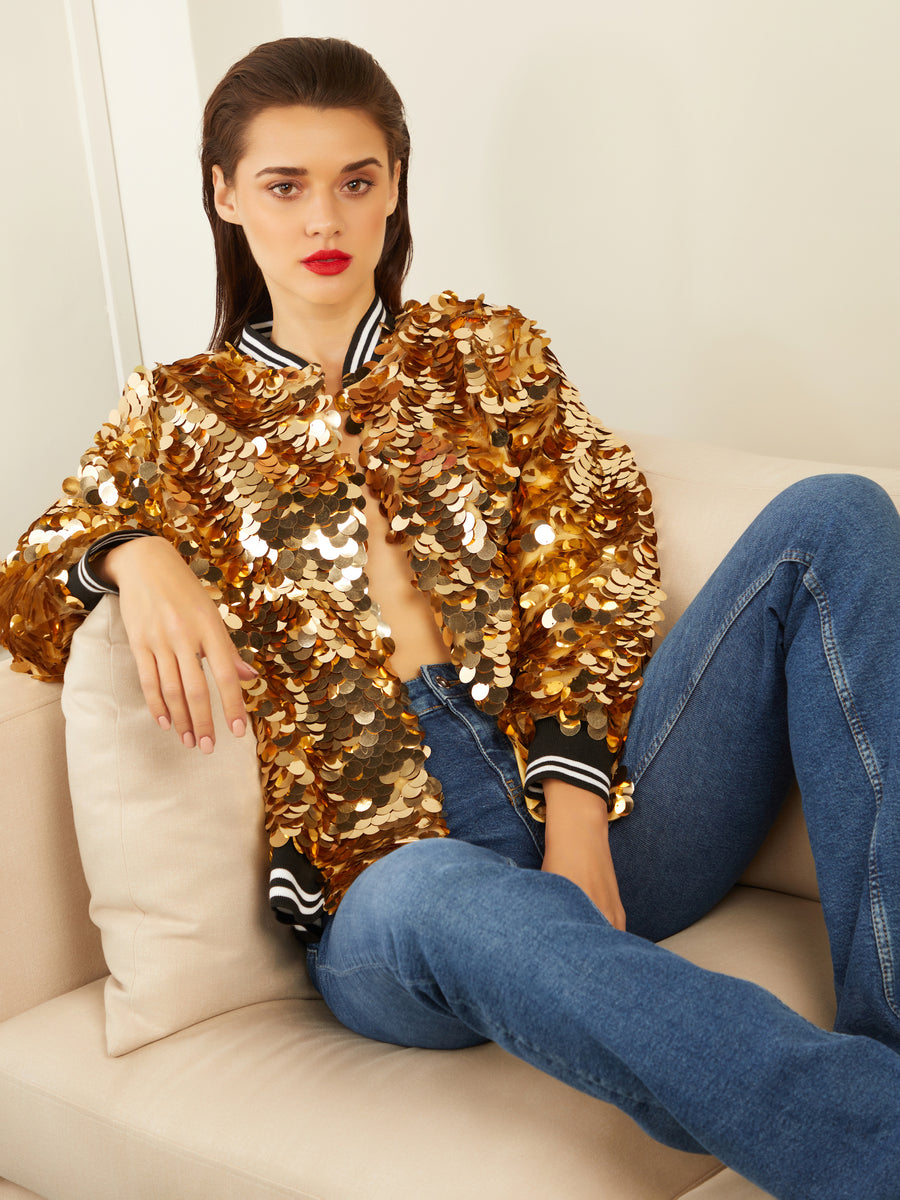 ATHLEISURE SEQUIN BOMBER