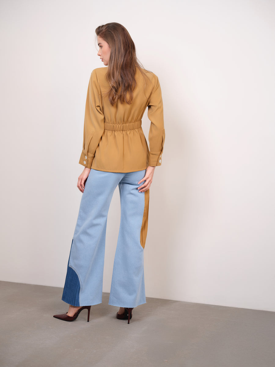 COLOUR BLOCK PLEATED JEANS