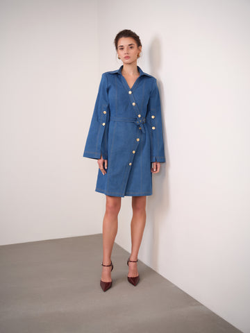 ASYMMETRIC DENIM DRESS