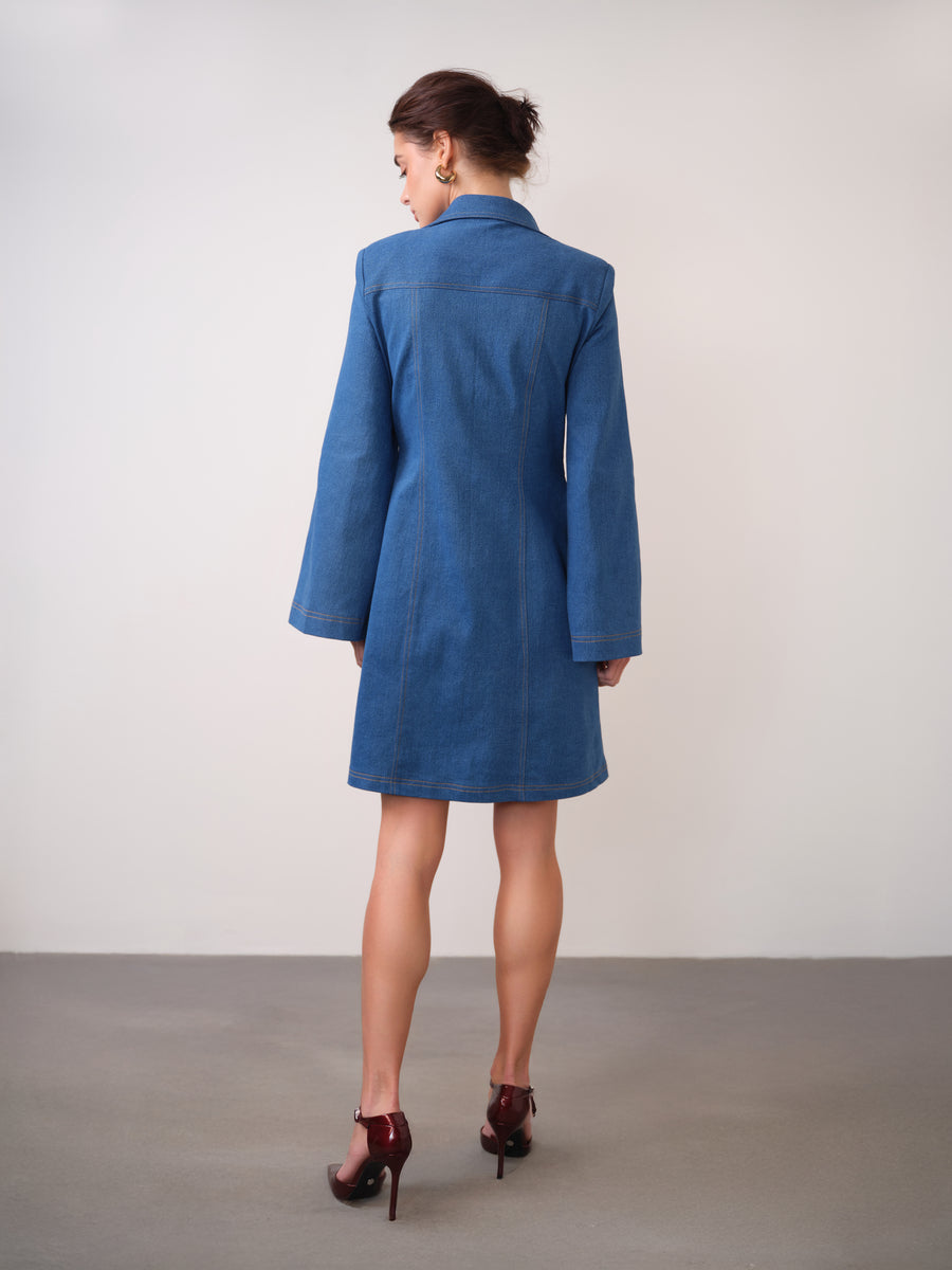 SHREYA GHODAWAT IN OUR ASYMMETRIC DENIM DRESS
