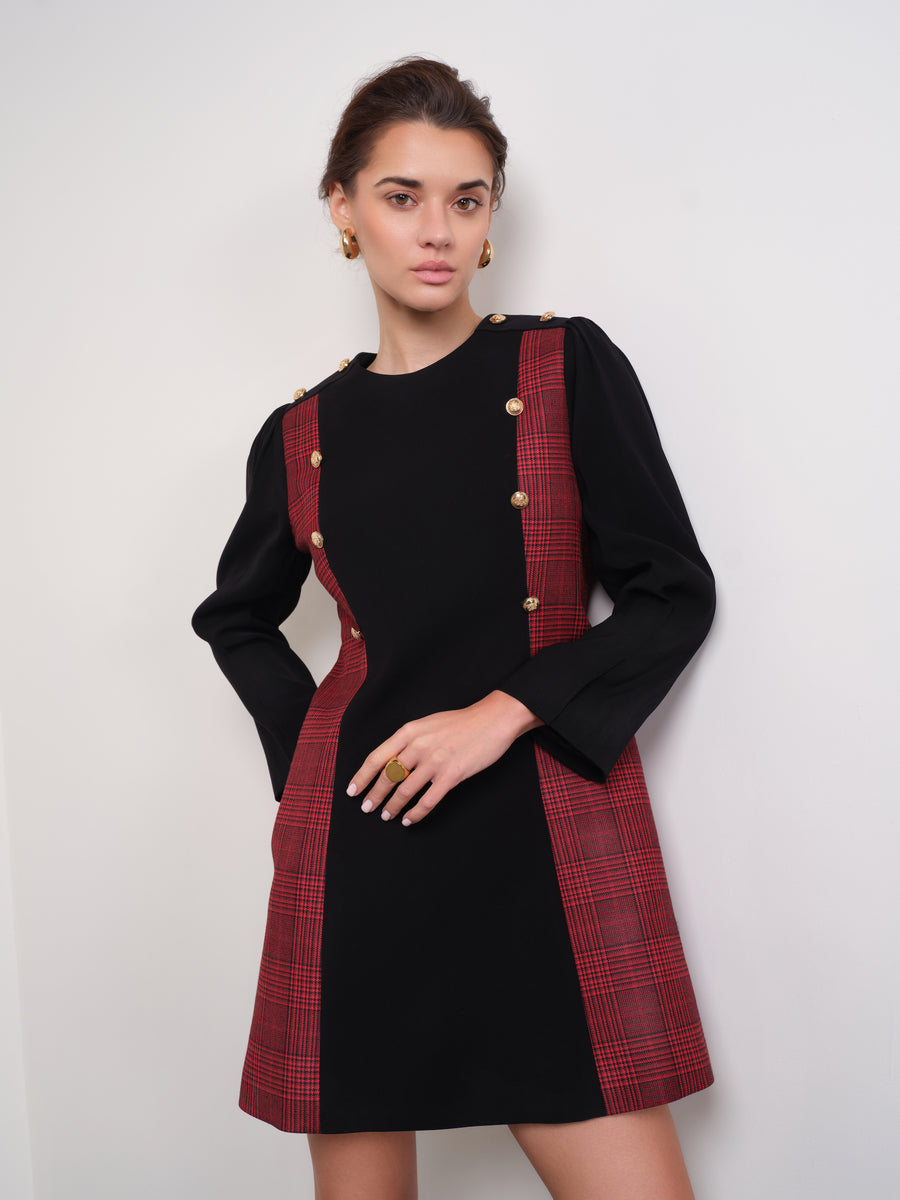 CHECKERED A-LINE DRESS