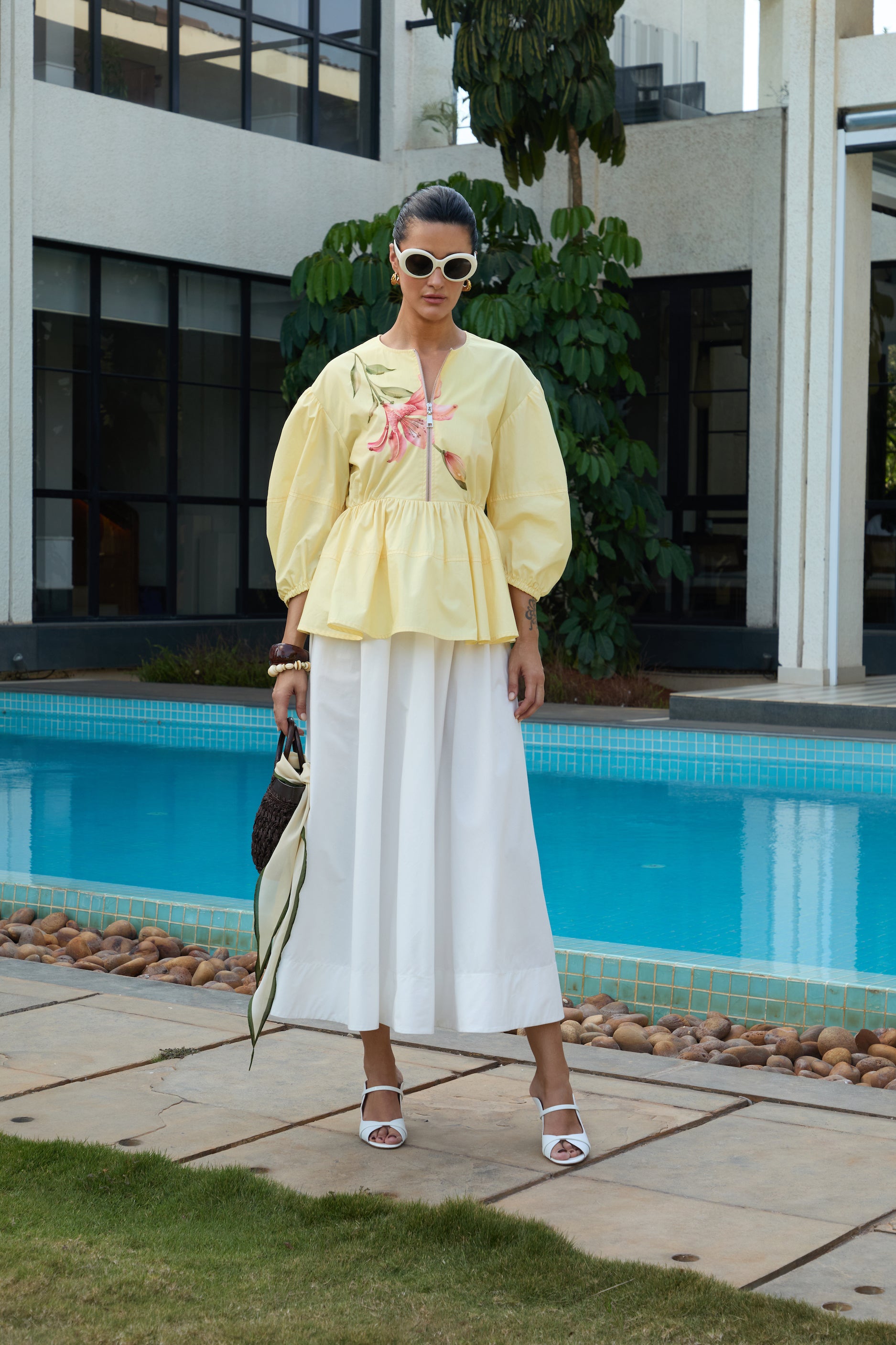 BLANCO MIDI SKIRT