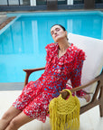 RUFFLED ROUGE DRESS