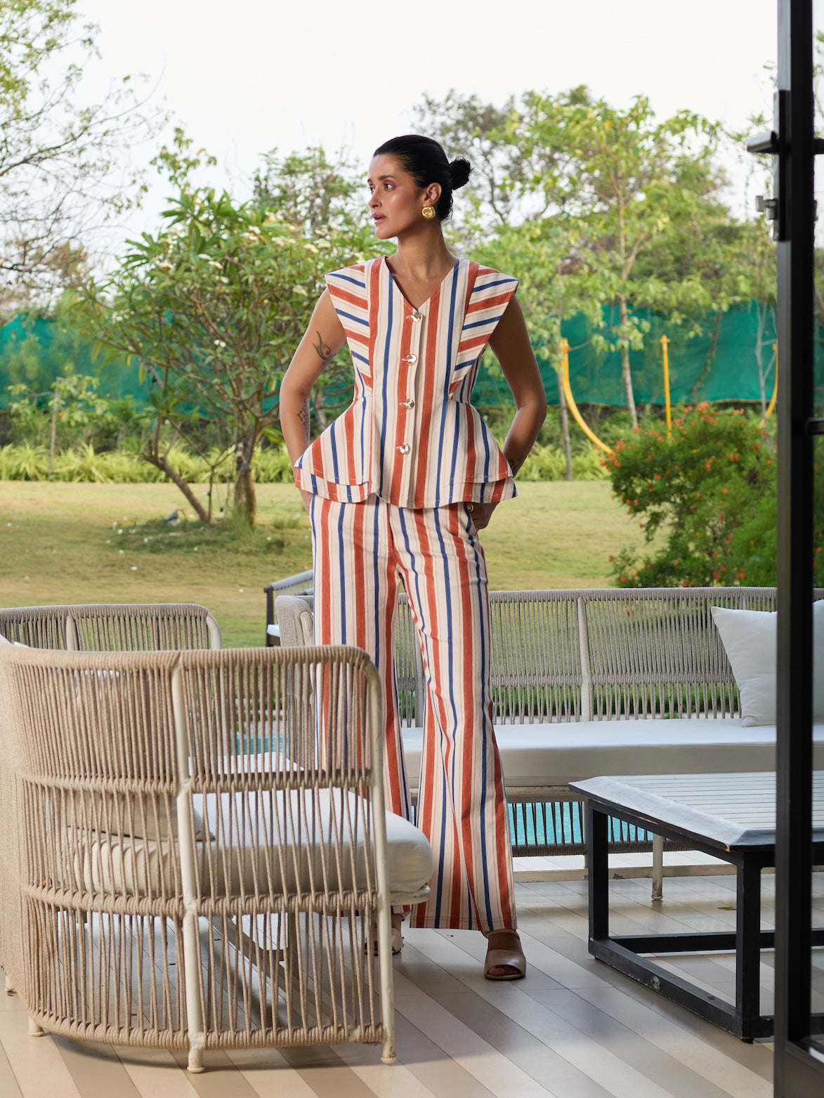 SEASIDE STRIPE FLARED JEANS