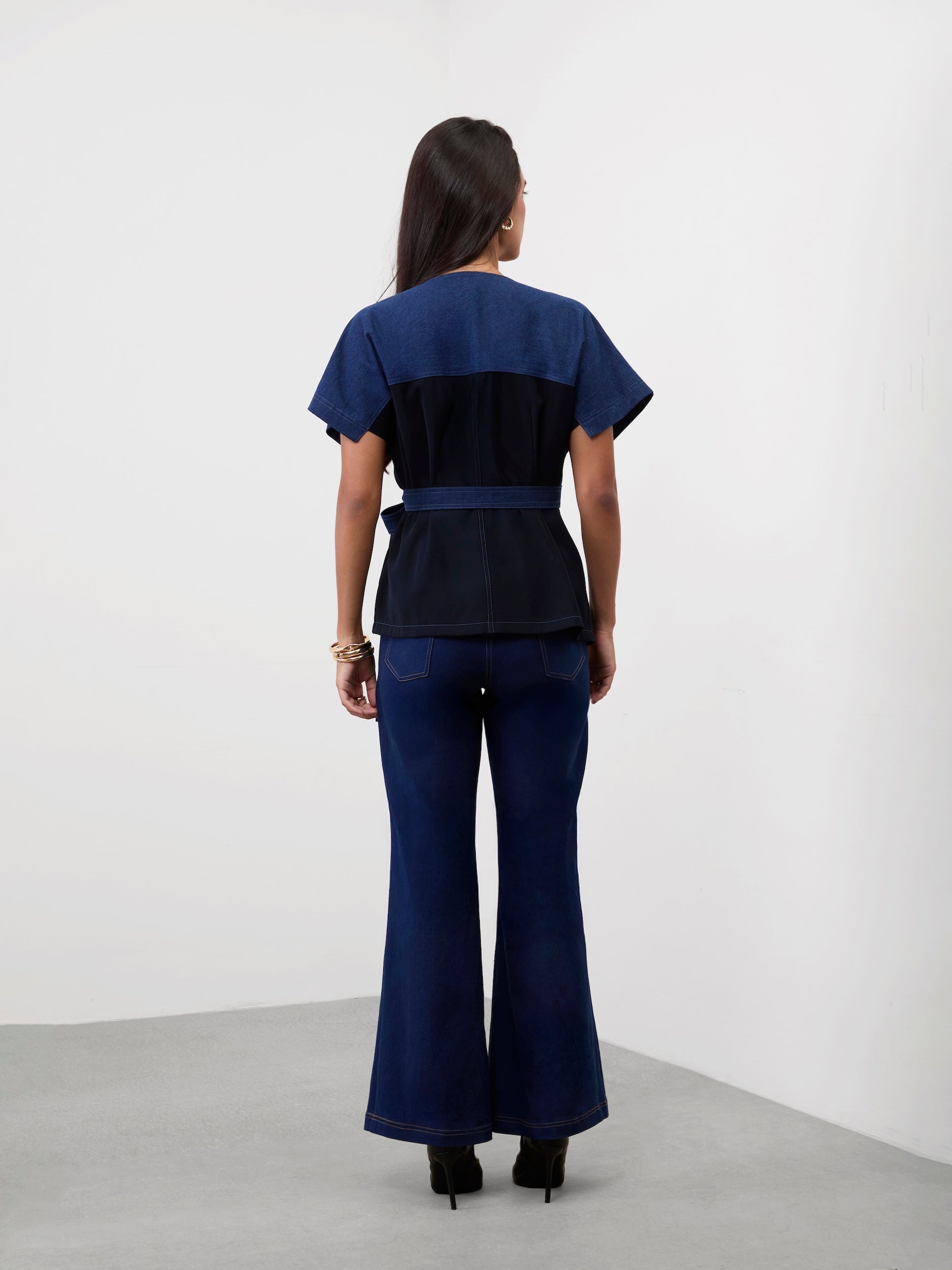 DENIM DAZZLER WRAP TOP