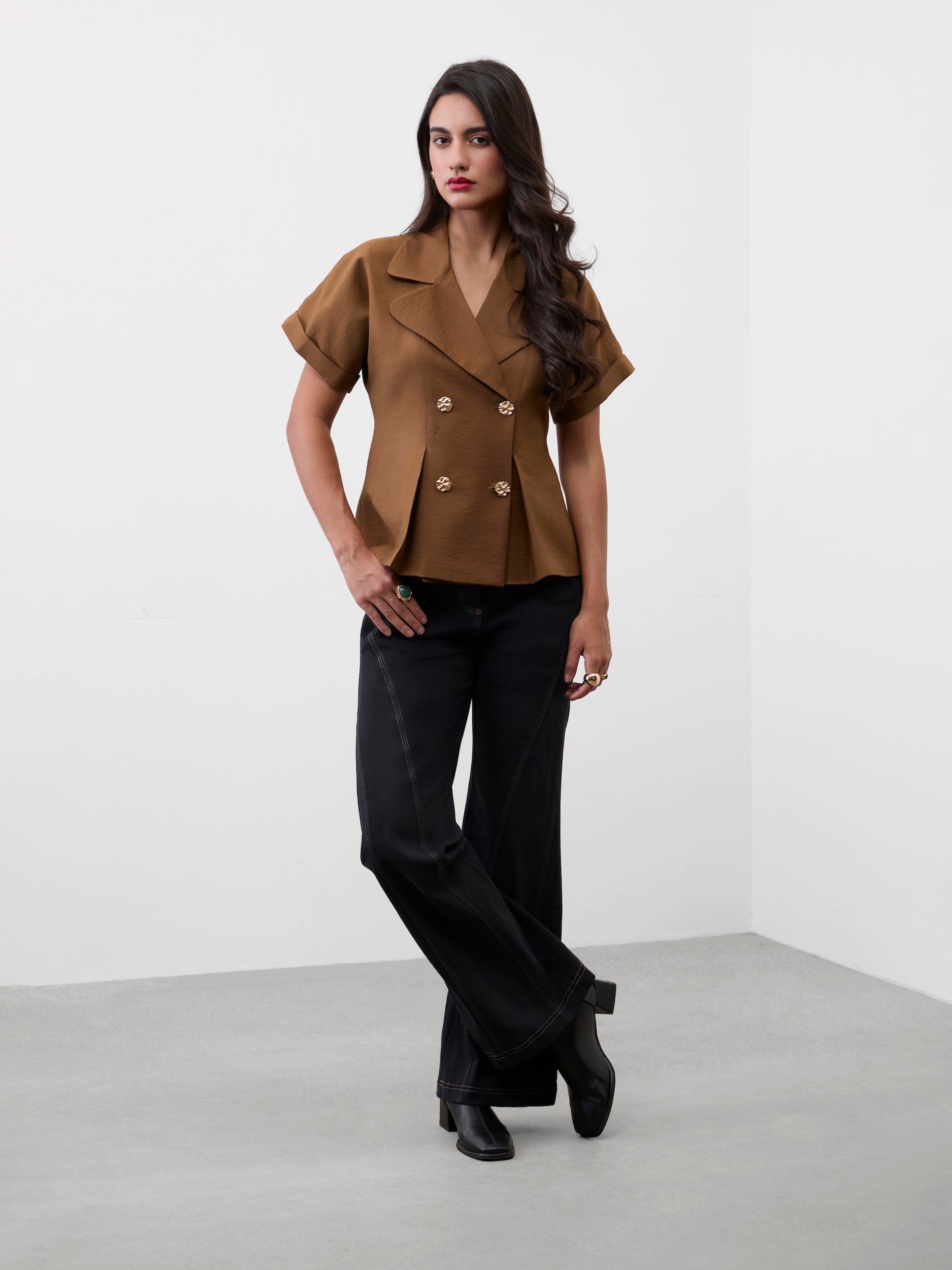 WIDE-LEG PANELLED JEANS