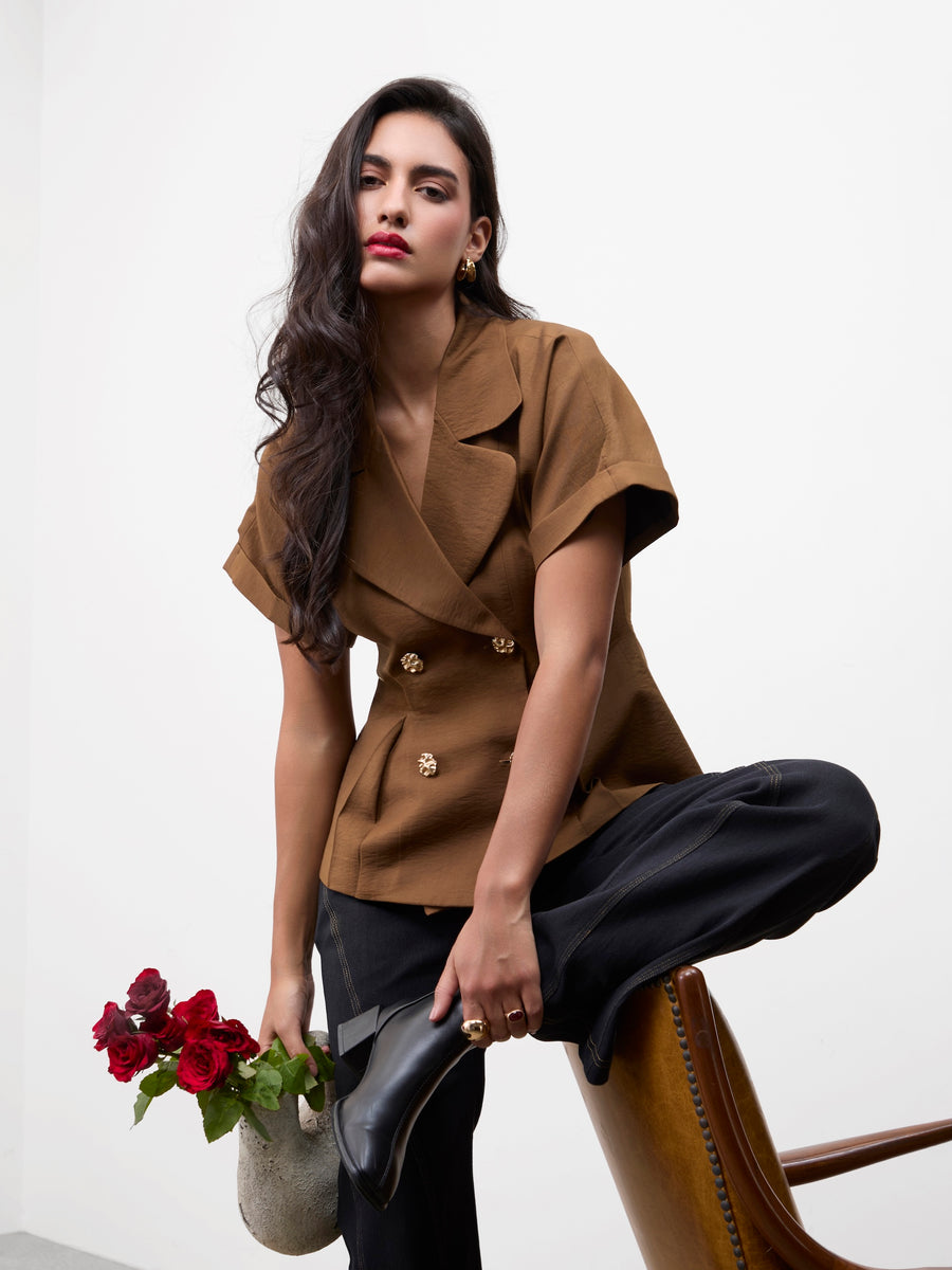 MOCHA TRENCH TOP