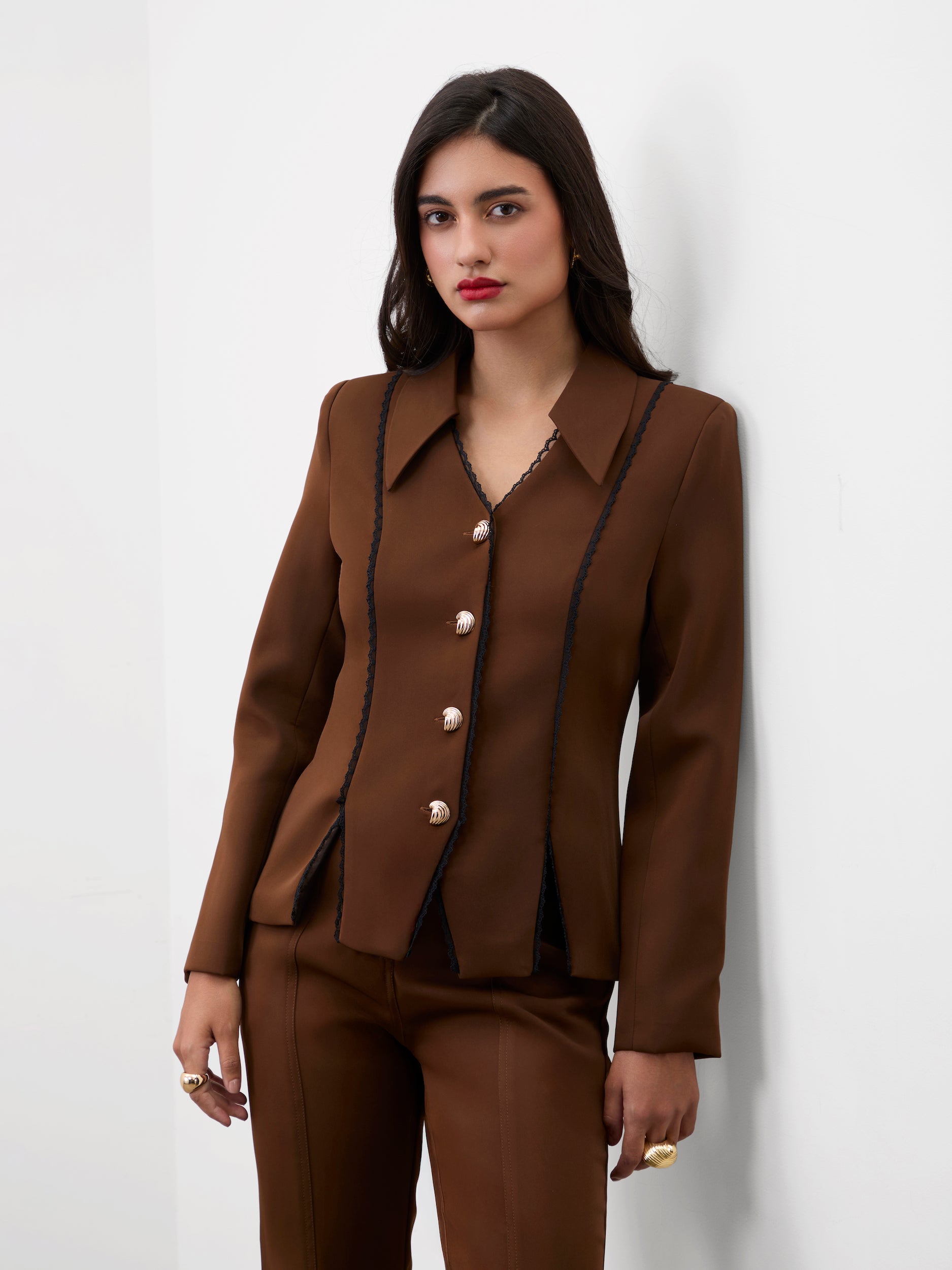 CHESTNUT BLAZER TOP