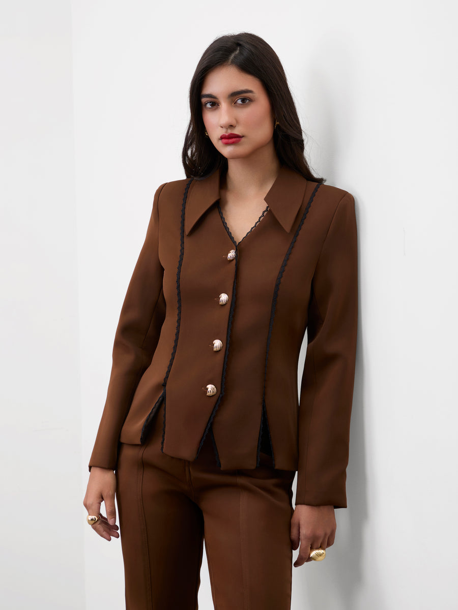 CHESTNUT BLAZER TOP