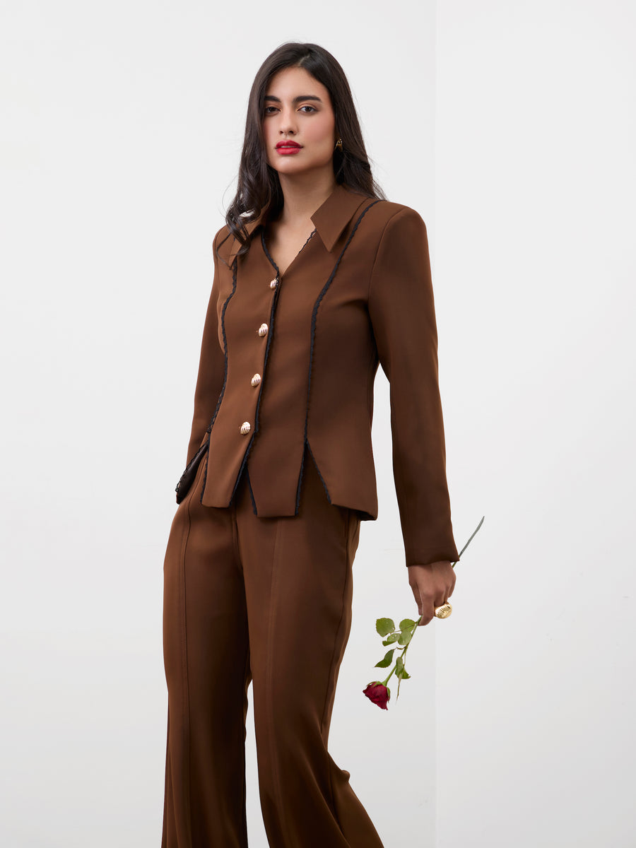 CHESTNUT BLAZER TOP