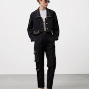 STUDDED CARGO JEANS