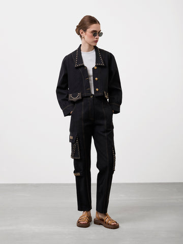 STUDDED CARGO JEANS