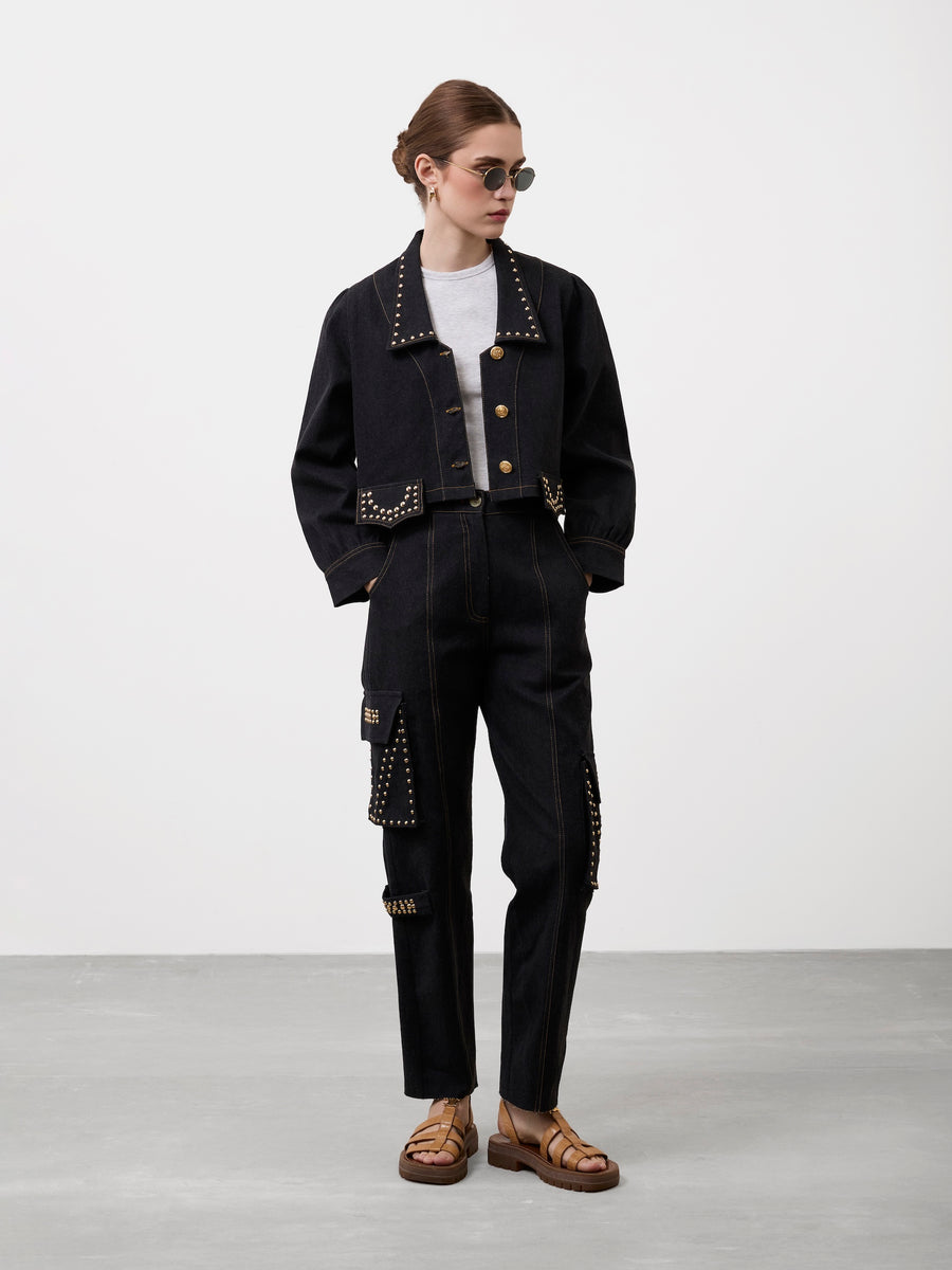 STUDDED CARGO JEANS