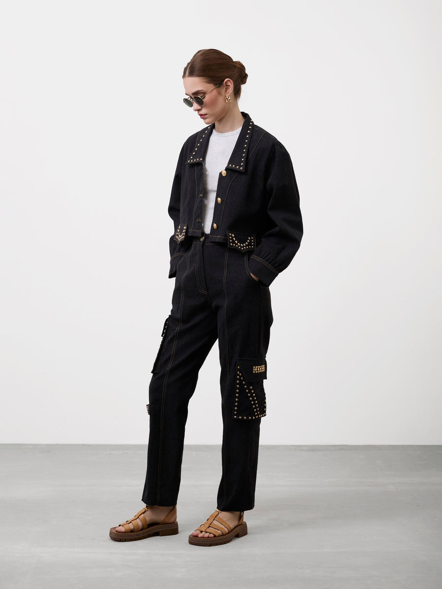 STUDDED CARGO JEANS