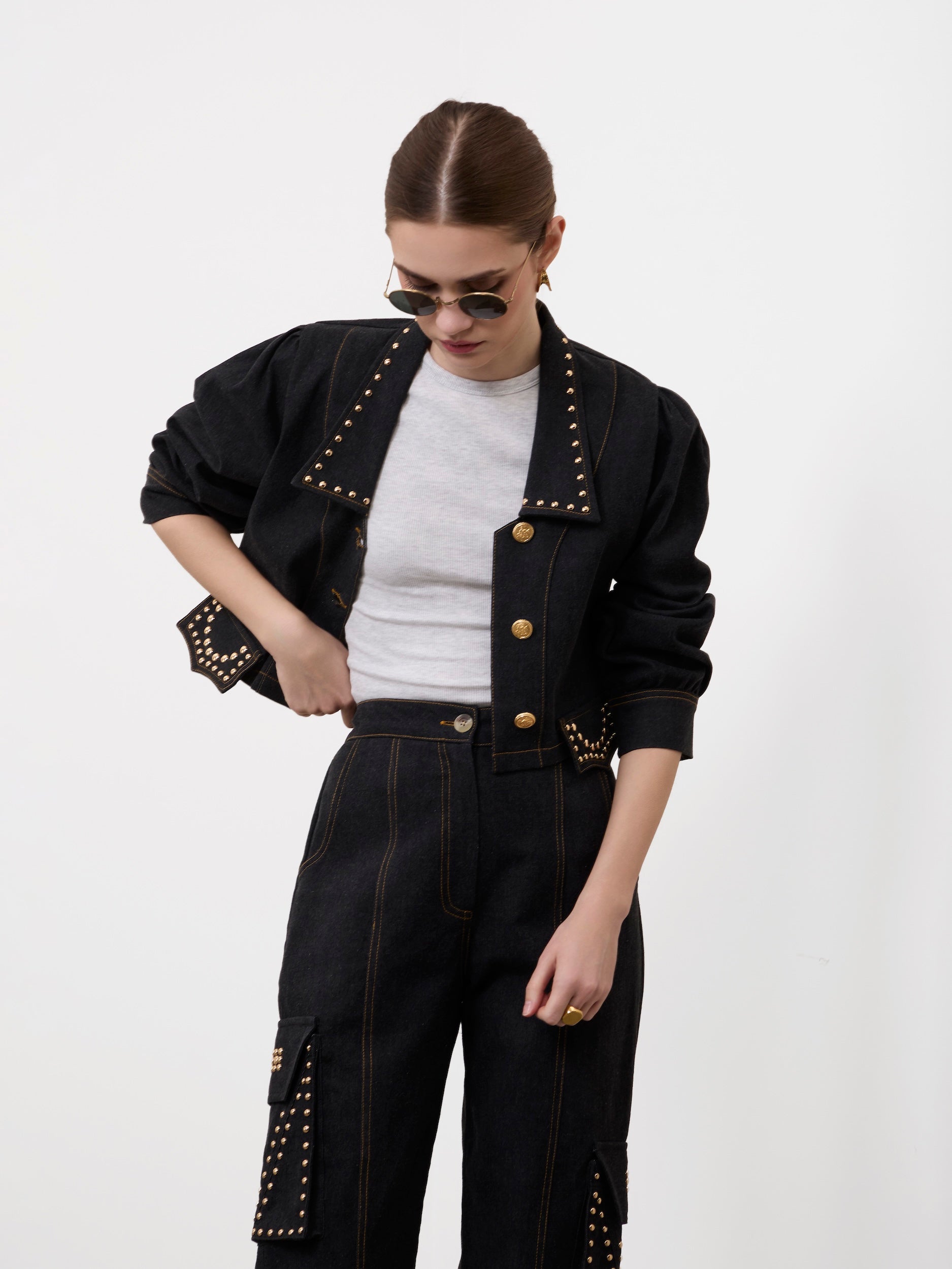STUDDED CROP JACKET