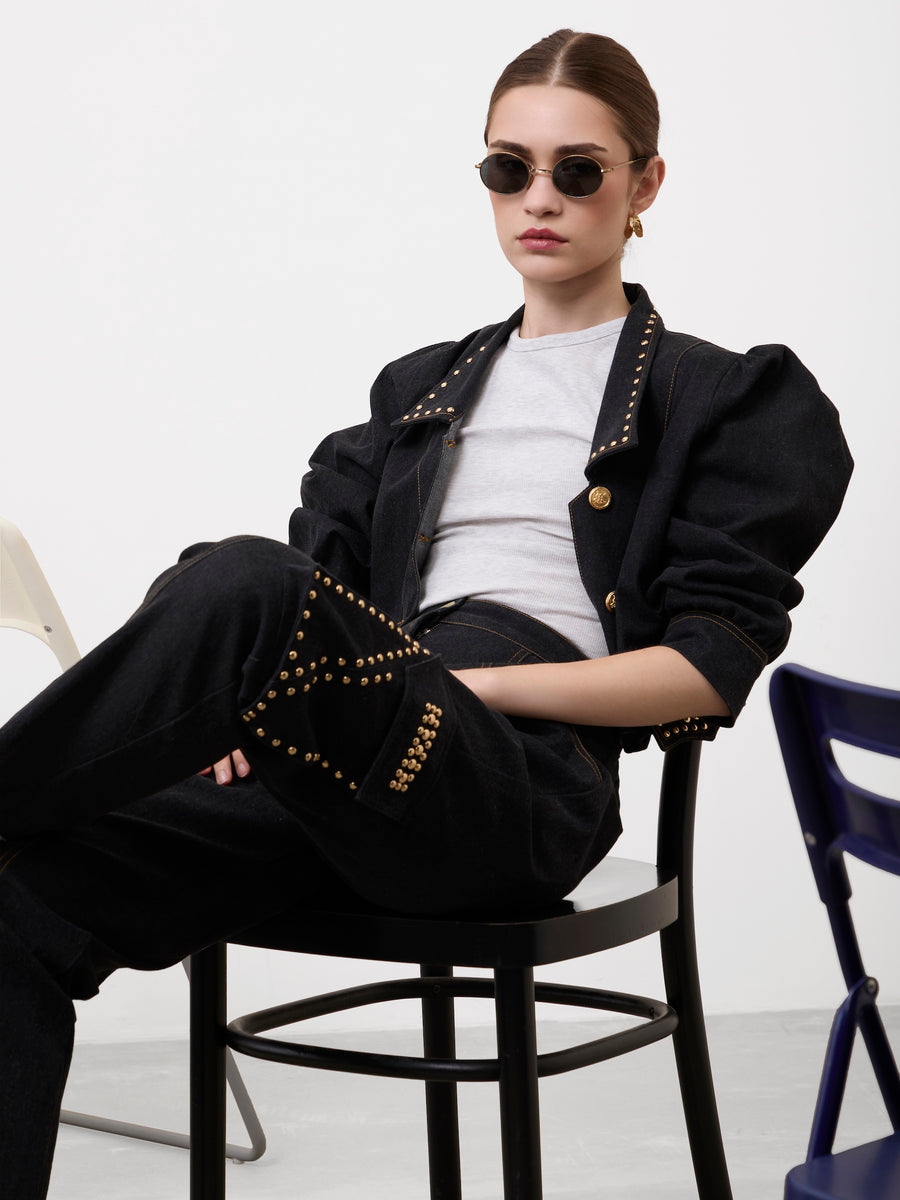 STUDDED CARGO JEANS
